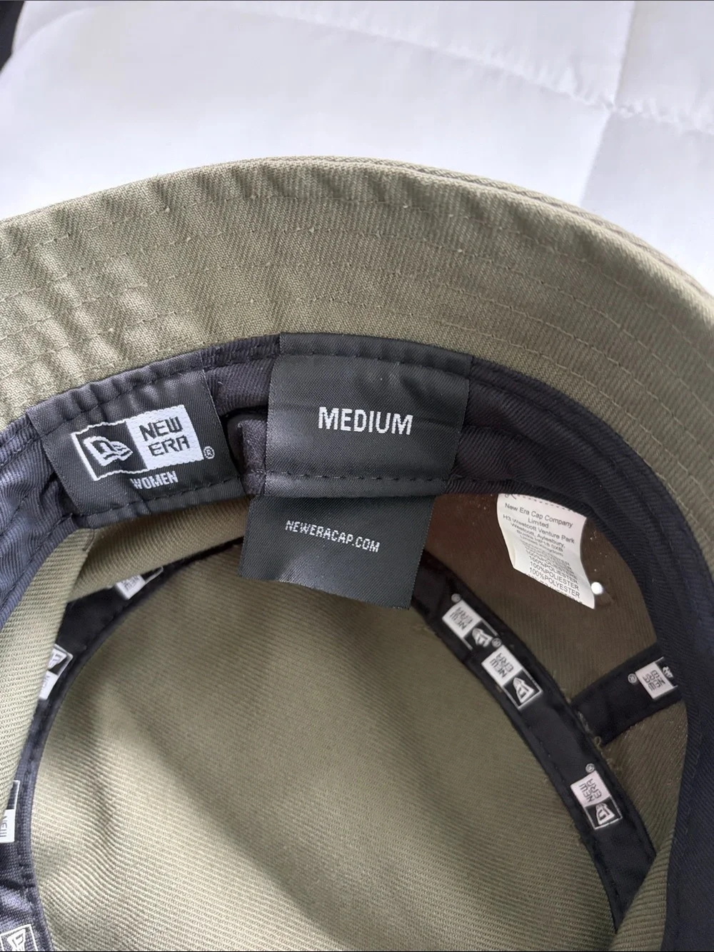 New Era Olive Bucket Hat with Embroidered Logo